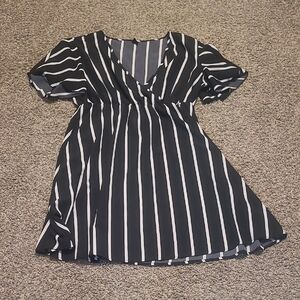 SHEIN Curve Black and White Striped Dress